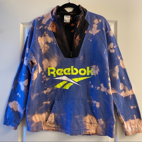 Reebok Tie Dye Vintage 90s Half Zip Oversized Sweatshirt Y2K - Picture 1 of 11